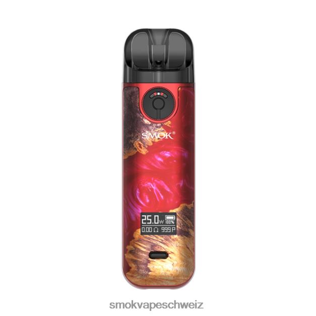 0482JT229 - SMOK vape kit Schweiz - SMOK NOVO 4 Bausatz rotes stabilisierendes Holz